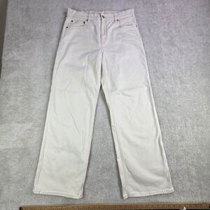 American Eagle Outfitters Womens Beige Stovepipe Jeans Size 8 High Rise Wide Leg